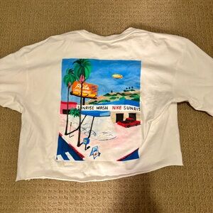 Nike White Crop Top with Colorful Graphic